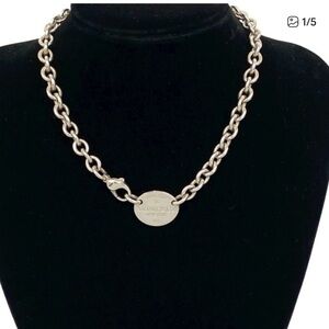 Tiffany & Co. Silver Chain Necklace with Oval Tag